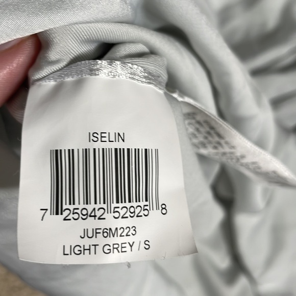 BCBG Max Azria Iselin Light Grey Draped Satin Style Wrap Front Dress - Picture 6 of 8